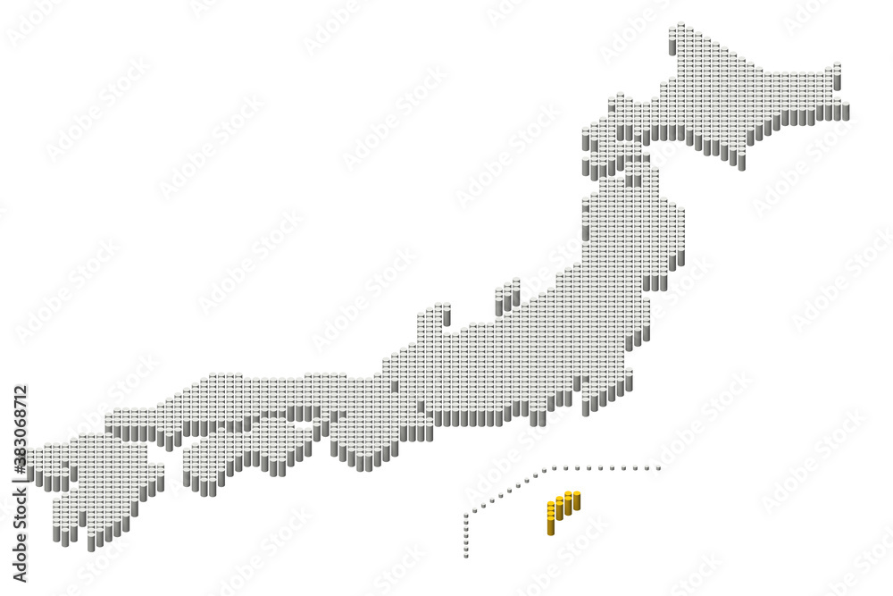 ドット日本地図3D（沖縄地方） - obrazy, fototapety, plakaty 