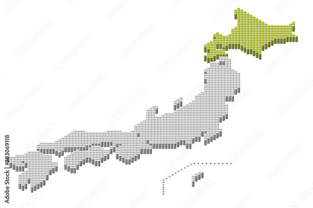 ドット日本地図3D（北海道地方） - obrazy, fototapety, plakaty 
