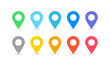© TAMA KUN - Set of map pointers on white background.