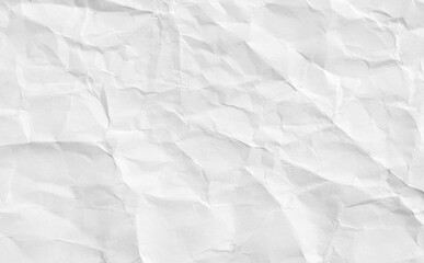 White crumpled paper background, texture old for web design screensavers. Template for various purposes or creating packaging.