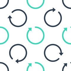 Poster - Green Refresh icon isolated seamless pattern on white background. Vector.