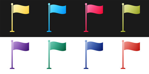 Poster - set flag icon isolated on black and white background. location marker symbol. vector.