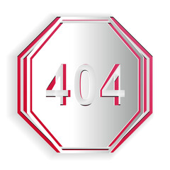 Poster - Paper cut Page with a 404 error icon isolated on white background. Template reports that the page is not found. Paper art style. Vector.