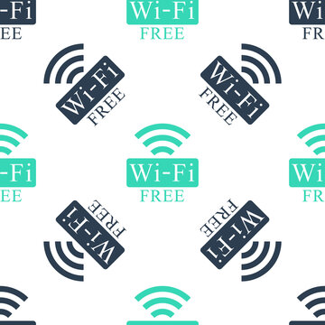 Green Free Wi-fi icon isolated seamless pattern on white background. Wi-fi symbol. Wireless Network icon. Wi-fi zone. Vector.