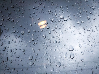 water drops on a glass surface