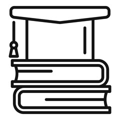 Poster - library graduated hat icon. outline library graduated hat vector icon for web design isolated on whi