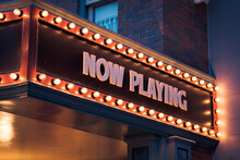 "Now Playing" Vintage Marquee Bulbs Light Sign.