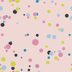 Canvas Print - Abstract seamless pattern with colorful chaotic small circles. Infinity dotted messy geometric pattern. Random polka dot. Vector illustration.