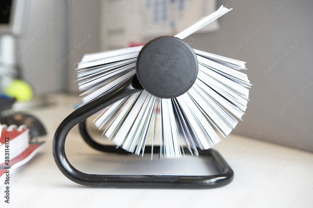 Rolodex rotary card address and telephone contact desk organiser. Business  card holder/Rotary Address Organizer Stock Photo | Adobe Stock