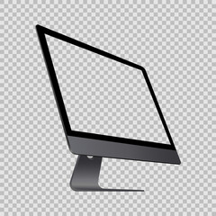 Fototapete - Computer monitor display isolated on transparent background. Screen blank isolated. Side view. Vector EPS 10