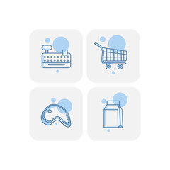Poster - Creative blue supermarket icons design vector