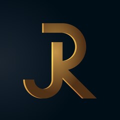 Poster - elegant initial alphabet jr logotype. luxury 3d gold logo template. company brand vector design.