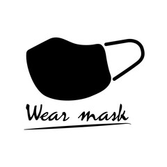 Poster - Wear mask request. Icon black mask and text request.