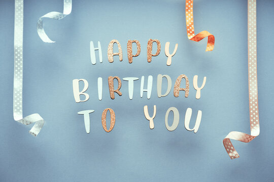 happy birthday minimal pastel greeting card , frame, banner with holidays decorations.