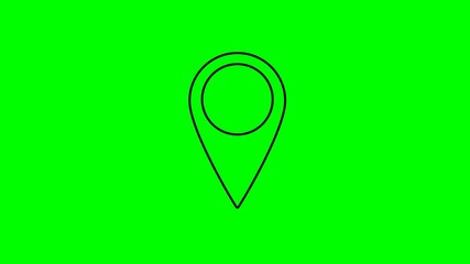 Poster - animation of map point icon. moving of GPS icon on green background	
