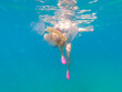 Colored ribbed jellyfish comes dangerously close to a swimmer