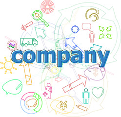 Fototapete - Text Company. Business concept . Simple infographics thin line icons set