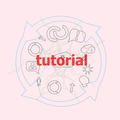 Poster - Text tutorial. Education concept . Flat outline linear Infographic