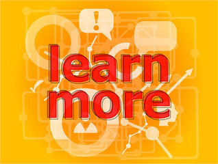 Poster - Text Learn More on digital background. Education concept . Big set of infographics elements
