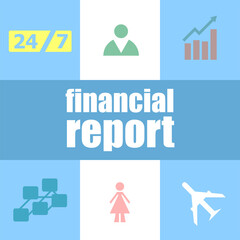 Poster - financial report words. business concept . infographic dashboard ui interface template