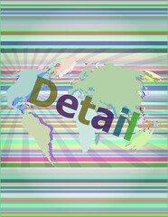Poster - Detail. The word detail on digital screen, business concept