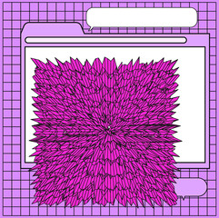 Poster - Retrofuturistic vector illustration of user interface in cartoon anime or manga style.