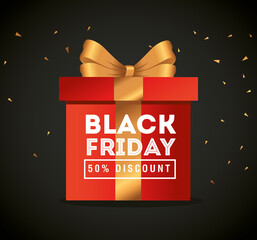 Canvas Print - black friday with gift design, sale offer save and shopping theme Vector illustration