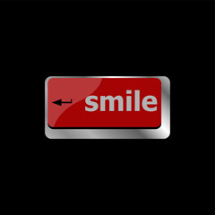 Poster - Computer keyboard with smile words on key - business concept