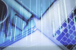 © peshkova - Double exposure of forex graph drawing over desktop background with computer. Concept of financial analysis. Top view.