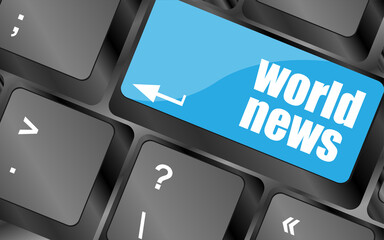 Poster - words world news on computer keyboard key