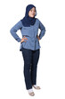 © airdone - Male Asian businesswoman standing and looked down sad, unemployed fired concept, full body portrait
