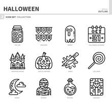Halloween Icon Set,outline Style,vector And Illustration Set 3