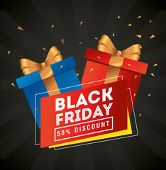 Canvas Print - black friday gifts design, sale offer save and shopping theme Vector illustration