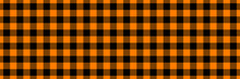 Black And Orange Tartan Halloween Wide Seamless Pattern