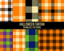 Halloween Tartan Seamless Patterns Set