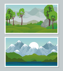 Poster - Landscape banners set design, nature and outdoor theme Vector illustration