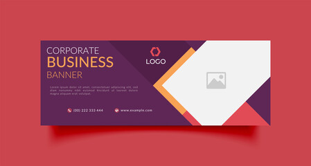 Business web ad banner and Facebook cover page timeline template with photo place for advertising and promotion. Modern layout design