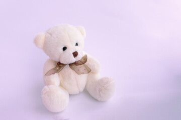 plushie Teddy bear on light pink background