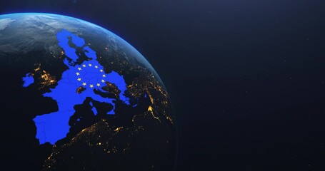 Wall Mural - planet earth from space european union map eu flag, 2020 political borders post brexit, negative cop