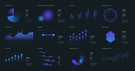 Poster - Infographic charts for business layout, presentation template and finance report. Data visualization with stock diagrams, statistic bars and charts.