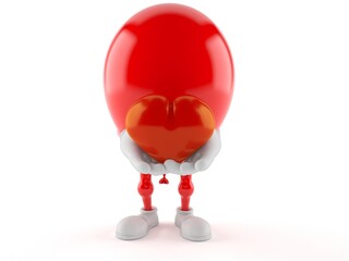 Wall Mural - Balloon character holding heart