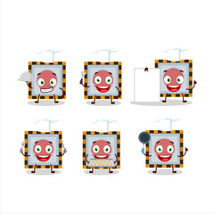 Poster - Cartoon character of among us emergency button with various chef emoticons