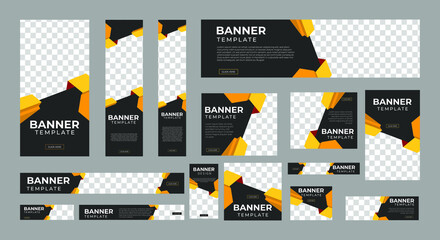 set of creative web banners of standard size with a place for photos. business ad banner. vertical, 