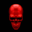 © VITAMIN - Scull Metallic Paint Red Color. Front view. 3D render Illustration isolated on background.