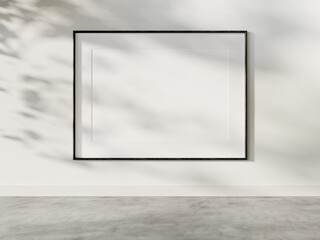 Aufkleber - Black frame hanging in bright interior mockup. Template of a picture framed on a wall 3D rendering