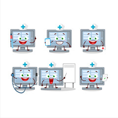 Sticker - Doctor profession emoticon with among us monitor cartoon character