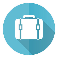 Aufkleber - Bag vector icon, flat design blue round web button isolated on white background