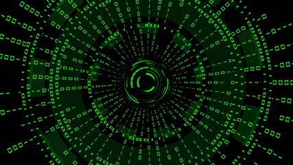 Poster - Abstract futuristic background of matrix style binary code built into HUD elements - digital systems technology theme - cyber internet or network concept - 3D illustration
