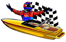 Motor Boat Race Vector Illustration Design Art