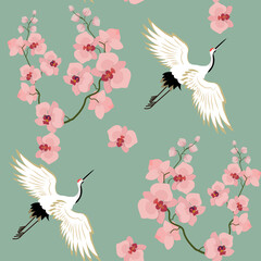 Plakat orientalne natura kwiat japoński